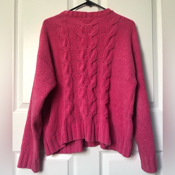 American Eagle Pullover Hot Pink Knit Crewneck Sweater Size M - Picture 7 of 14